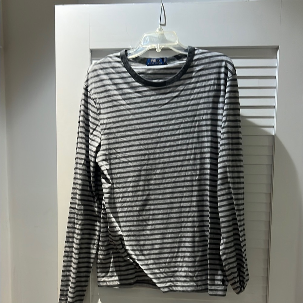 Polo Ralph Lauren Black and Gray Striped Long Sleeve Tee